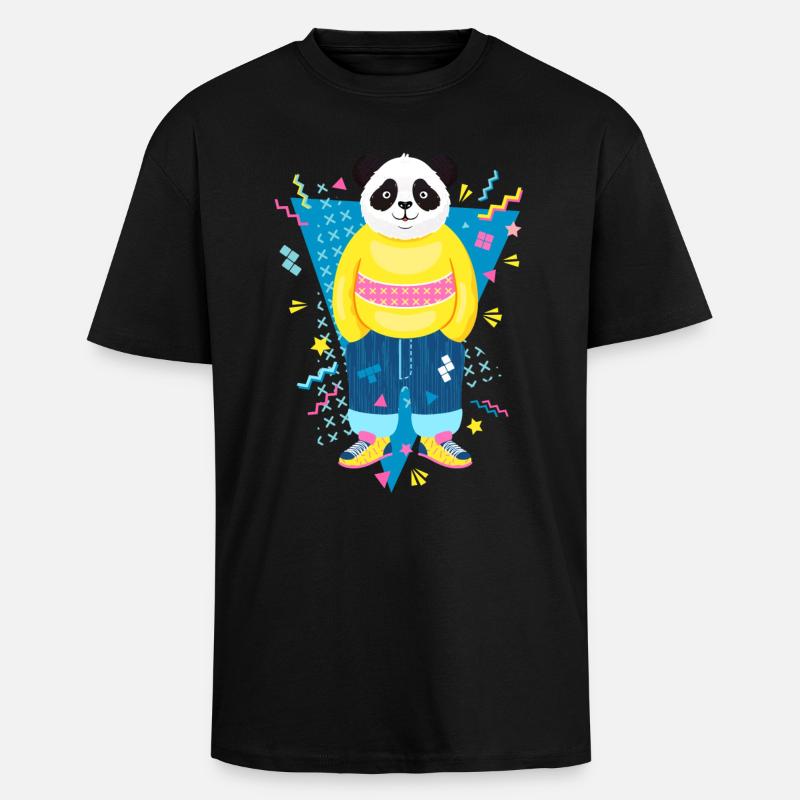 Cool 90s Style Panda - Unisex Oversized Heavyweight T-shirt - black