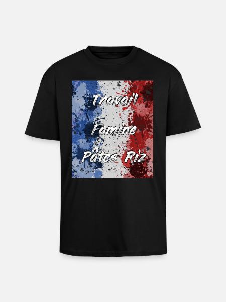 Travail Famine Pâtes Riz - T-shirt unisexe oversize épais - noir