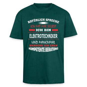 ELEKTROTECHNIKER - Oversized Heavyweight Unisex T-Shirt - hunter Green - Vorne - Alina (178cm) & Michal (187cm)