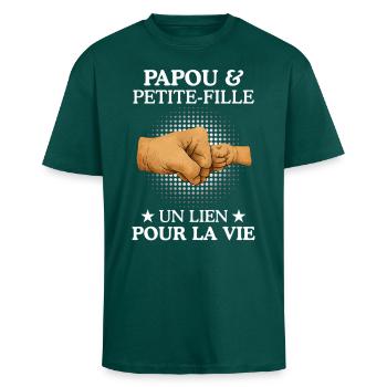 Papou et Petite-Fille un lien pour la vie cadeau - T-shirt unisexe oversize épais - hunter green - Devant - Alina (178cm) & Michal (187cm)