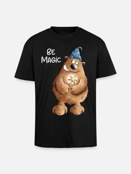Be Magic Magician Bear I Magician - Unisex Oversized Heavyweight T-shirt - black