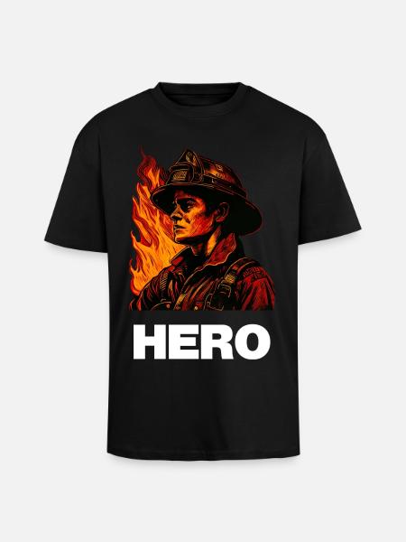 Feuerwehr Hero / Held - Oversized Heavyweight Unisex T-Shirt - Schwarz