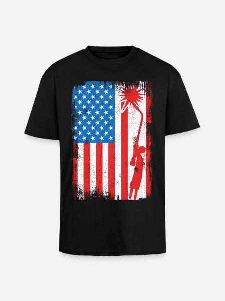 Welding USA Flag - Unisex Oversized Heavyweight T-shirt - black