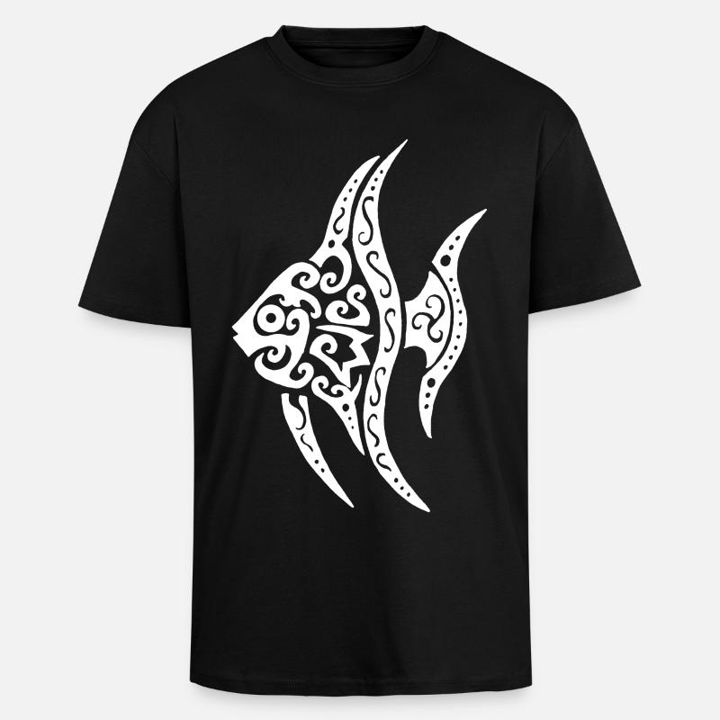 Poisson tropical blanc - T-shirt unisexe oversize épais - noir
