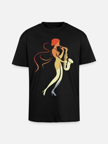 Saxophone Femme - T-shirt unisexe oversize épais - noir