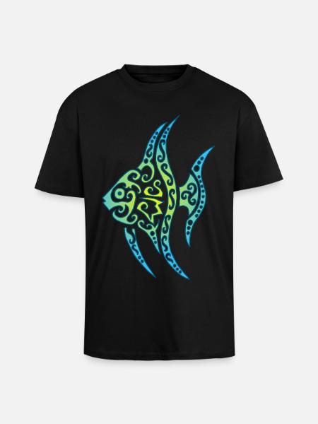 Blue Tropical Fish - Unisex Oversized Heavyweight T-shirt - black