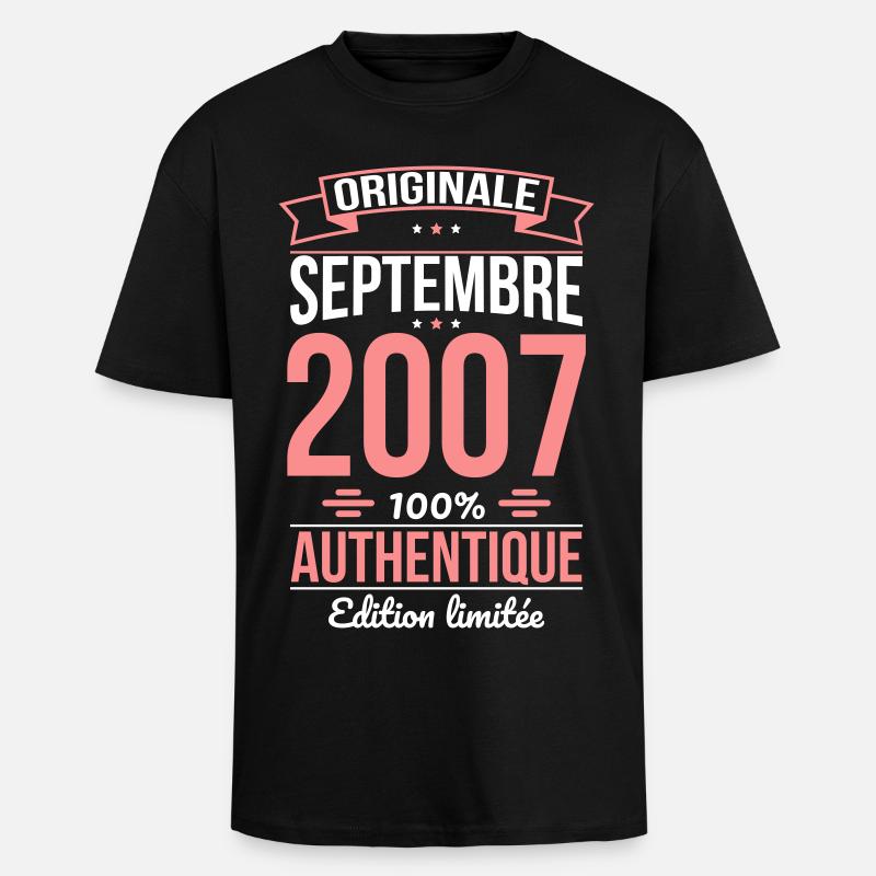 18th Birthday - Original - August 2007 - Unisex Oversized Heavyweight T-shirt - black