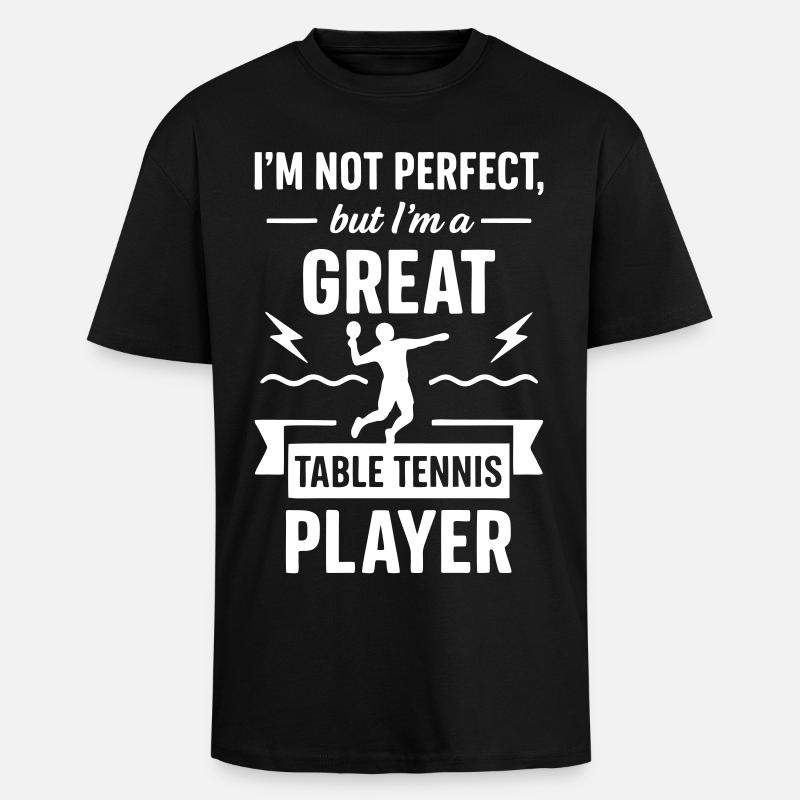 Super Table Tennis Player Ping-Pong - Unisex Oversized Heavyweight T-shirt - black