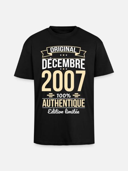 18th Birthday - Original - December 2007 - Unisex Oversized Heavyweight T-shirt - black