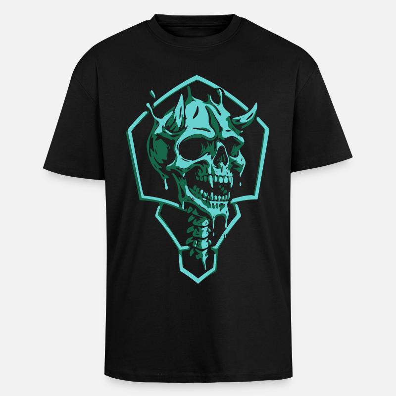 Zerrissener Smaragdschädel - Oversized Heavyweight Unisex T-Shirt - Schwarz