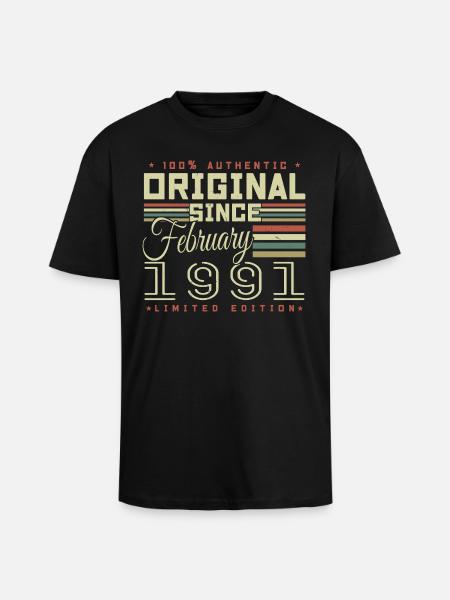 Awesome since February 1991 - Unisex Oversized Heavyweight T-shirt - black