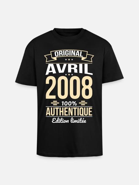 18th Birthday - Original - April 2008 - Unisex Oversized Heavyweight T-shirt - black