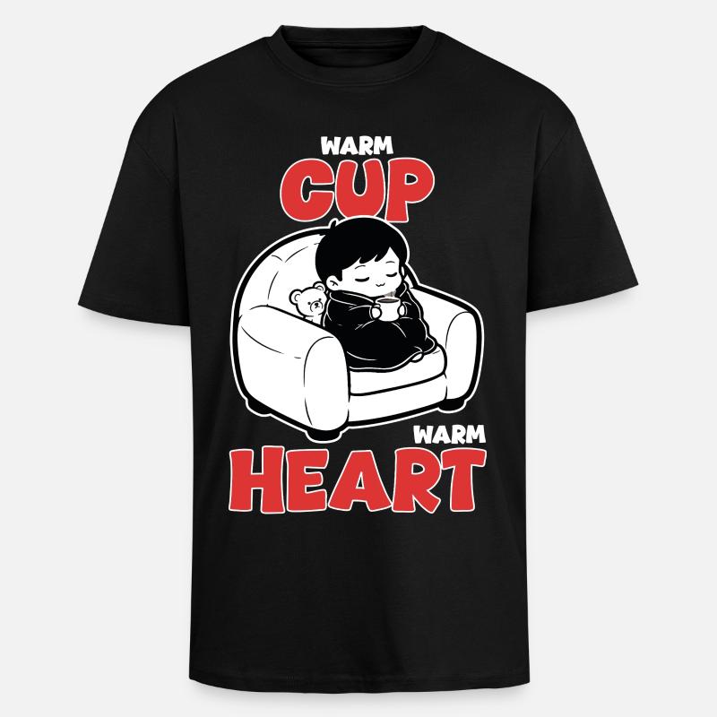Warmgetränk-Teddy einhüllen - Oversized Heavyweight Unisex T-Shirt - Schwarz