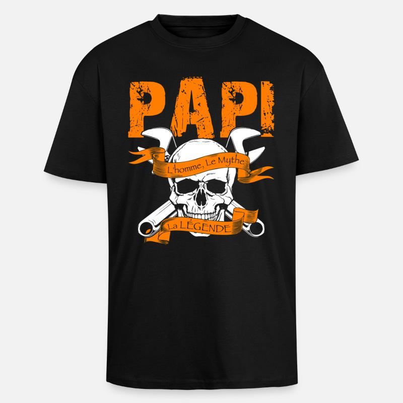 papi la legende - T-shirt unisexe oversize épais - noir