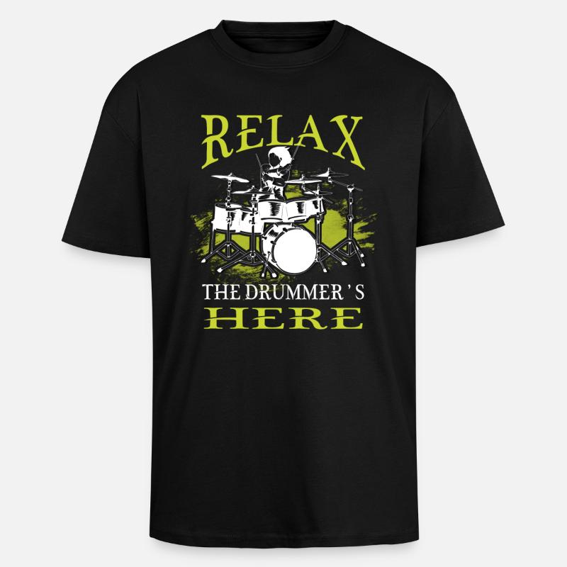 Relax, the drummer's here - Unisex Oversized Heavyweight T-shirt - black