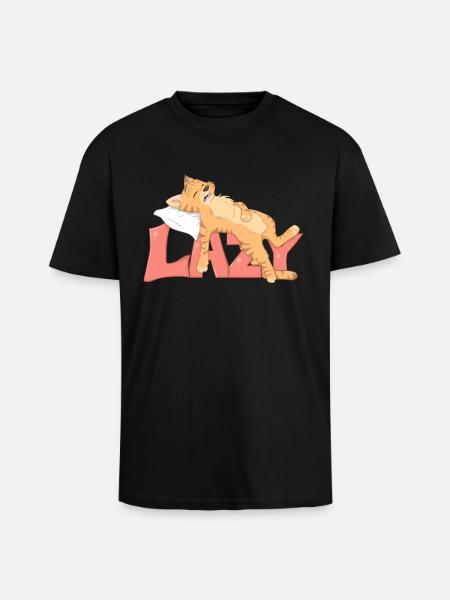 lazy cat - T-shirt unisexe oversize épais - noir