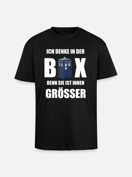 Sie ist innen grösser - Oversized Heavyweight Unisex T-Shirt - Schwarz