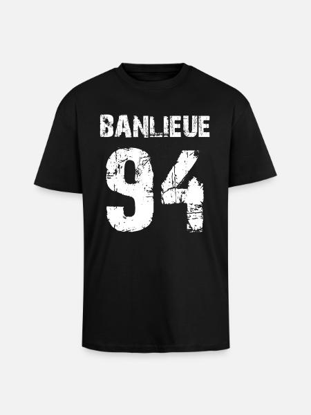 banlieue 94 - Oversized Heavyweight Unisex T-Shirt - Schwarz