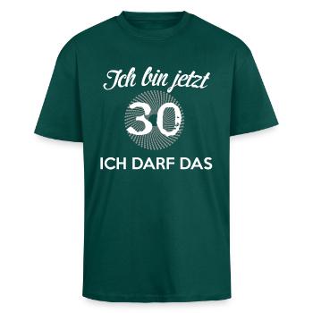 30. Geburtstag - Oversized Heavyweight Unisex T-Shirt - hunter Green - Vorne - Alina (178cm) & Michal (187cm)