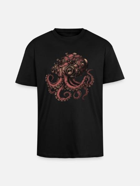 Steampunk Kraken - Unisex Oversized Heavyweight T-shirt - black