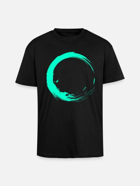Circle brush design turquoise - Unisex Oversized Heavyweight T-shirt - black