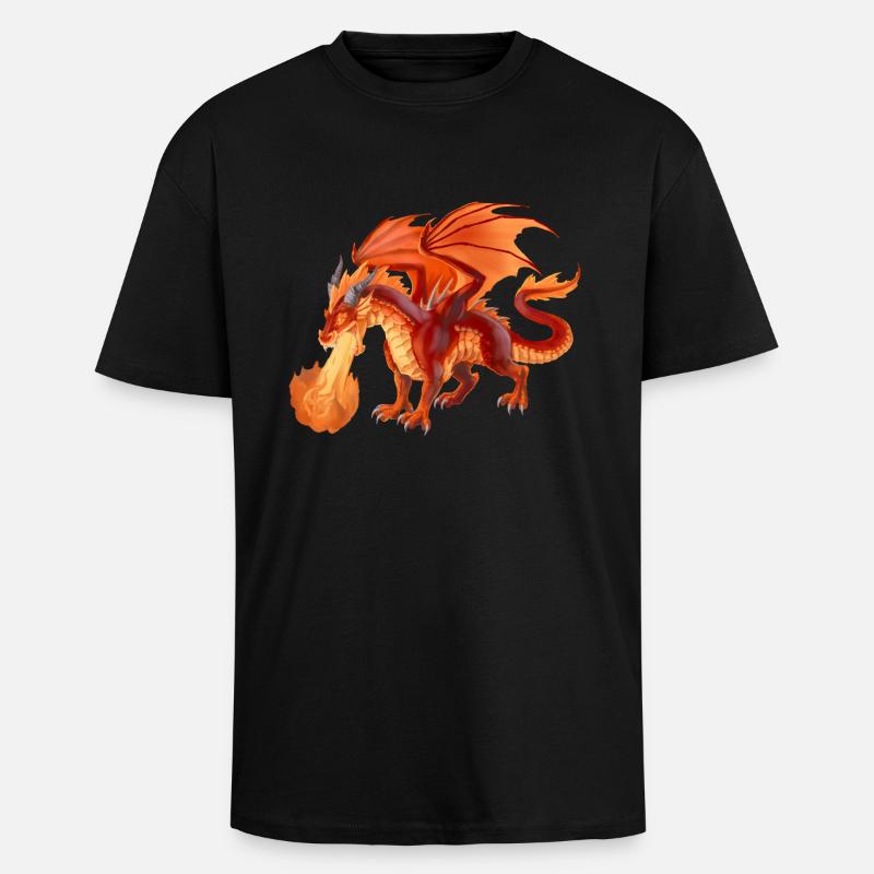 fire dragon - Oversized Heavyweight Unisex T-Shirt - Schwarz