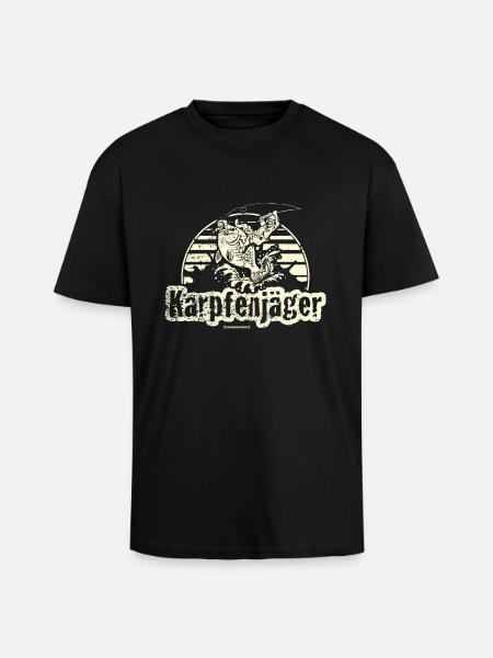 Angel Designs RAHMENLOS Karpfenjäger - Oversized Heavyweight Unisex T-Shirt - Schwarz