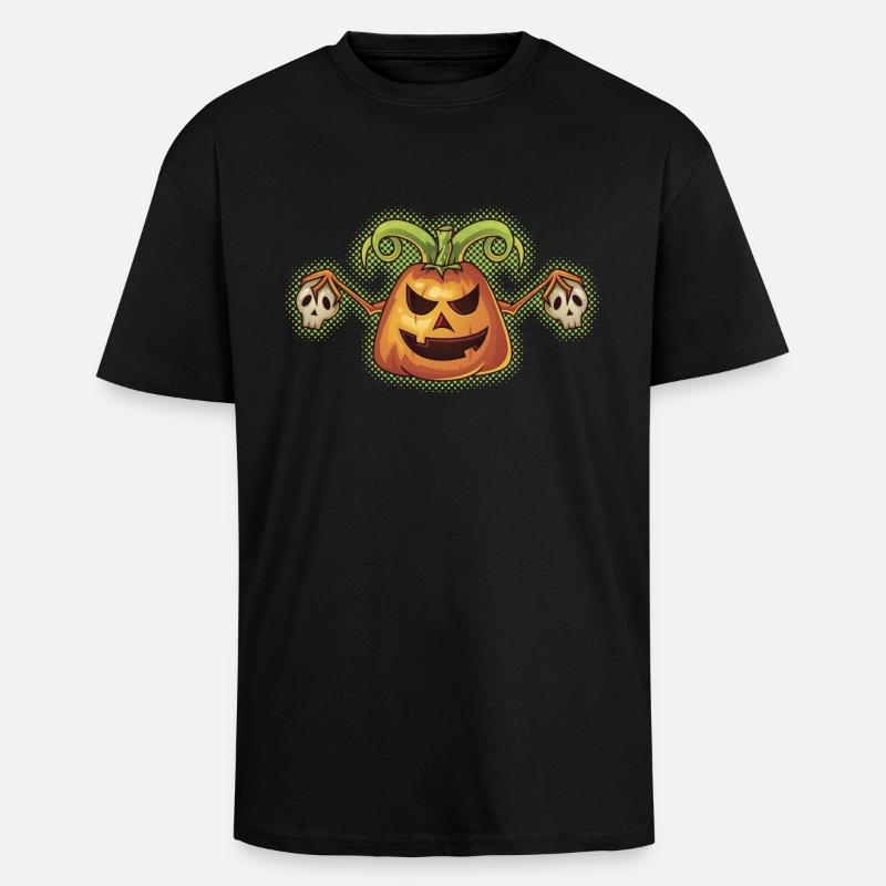 Halloween Evil Scary Pumpkin - Unisex Oversized Heavyweight T-shirt - black