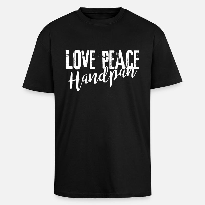 LOVE PEACE Handpan white - Oversized Heavyweight Unisex T-Shirt - Schwarz