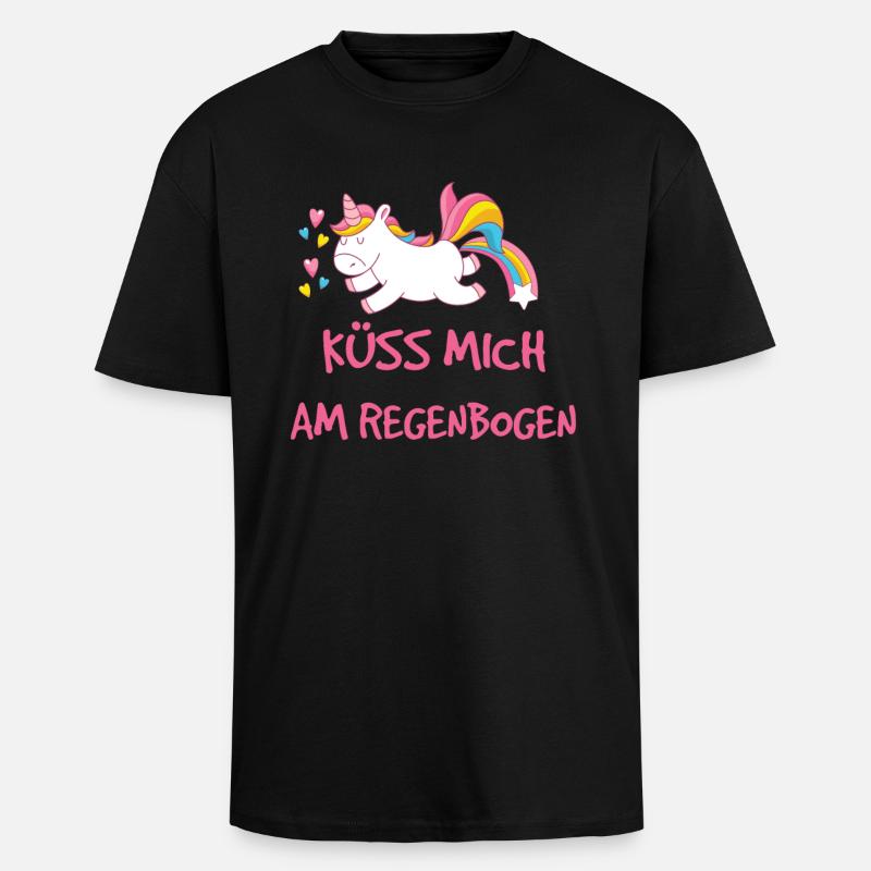 Küss mich am Regenbogen - Oversized Heavyweight Unisex T-Shirt - Schwarz