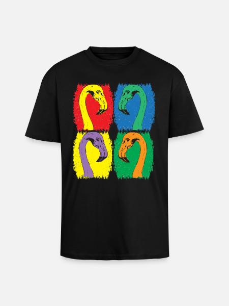 Flamingo heads - Unisex Oversized Heavyweight T-shirt - black