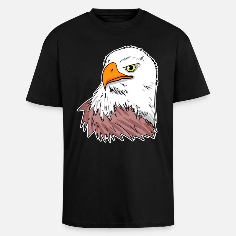 Adler Vogel - Oversized Heavyweight Unisex T-Shirt - Schwarz