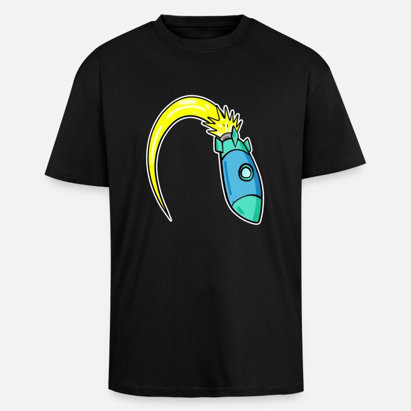 Fusée - T-shirt unisexe oversize épais - noir