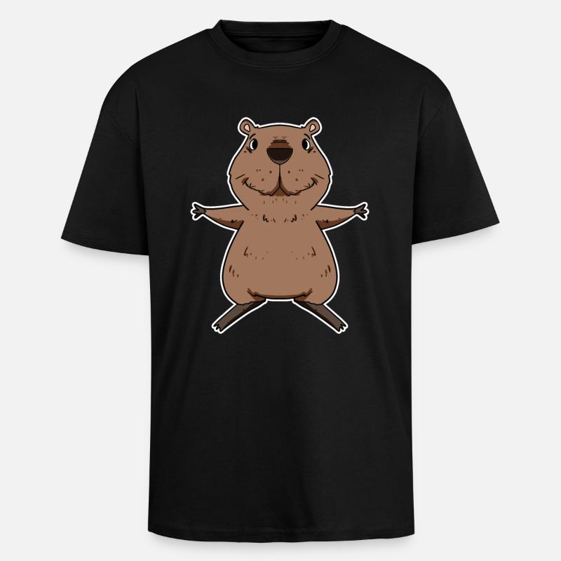 Capybara - T-shirt unisexe oversize épais - noir