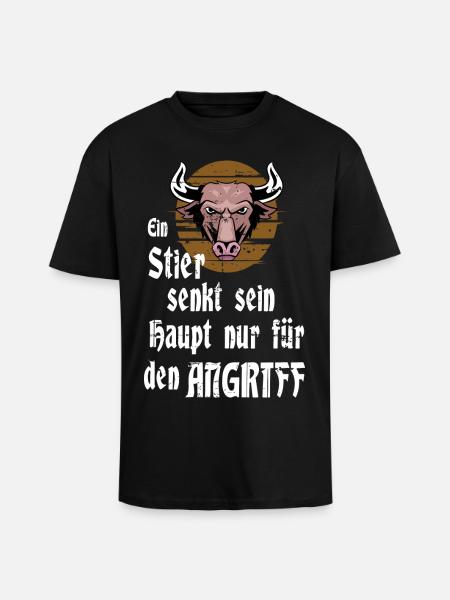 Ein Stier - Oversized Heavyweight Unisex T-Shirt - Schwarz