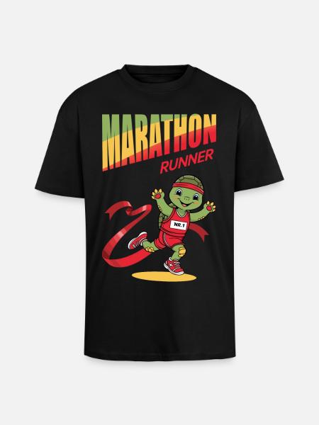 Turtle Marathon Runner - Unisex Oversized Heavyweight T-shirt - black