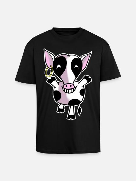 Happy cow - Unisex Oversized Heavyweight T-shirt - black