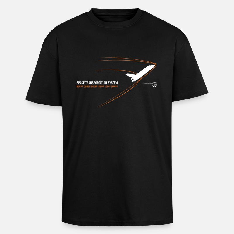 Navette spatiale (imprimé orange) - T-shirt unisexe oversize épais - noir