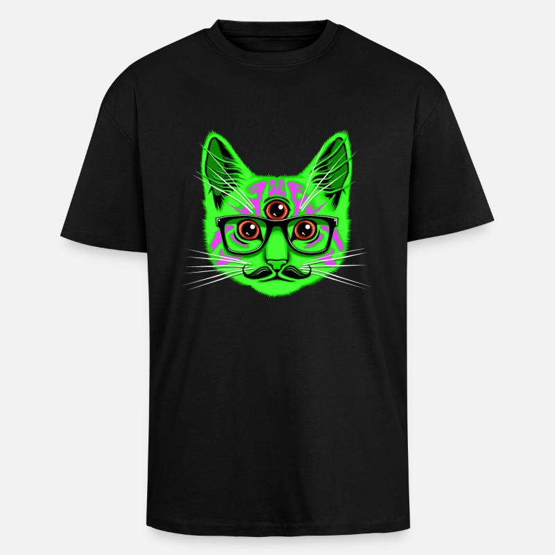 Reise Cat - Oversized Heavyweight Unisex T-Shirt - Schwarz