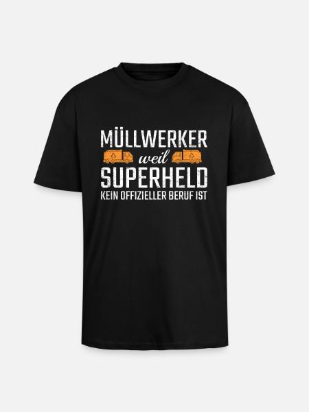 Garbage Worker Superhero - Unisex Oversized Heavyweight T-shirt - black