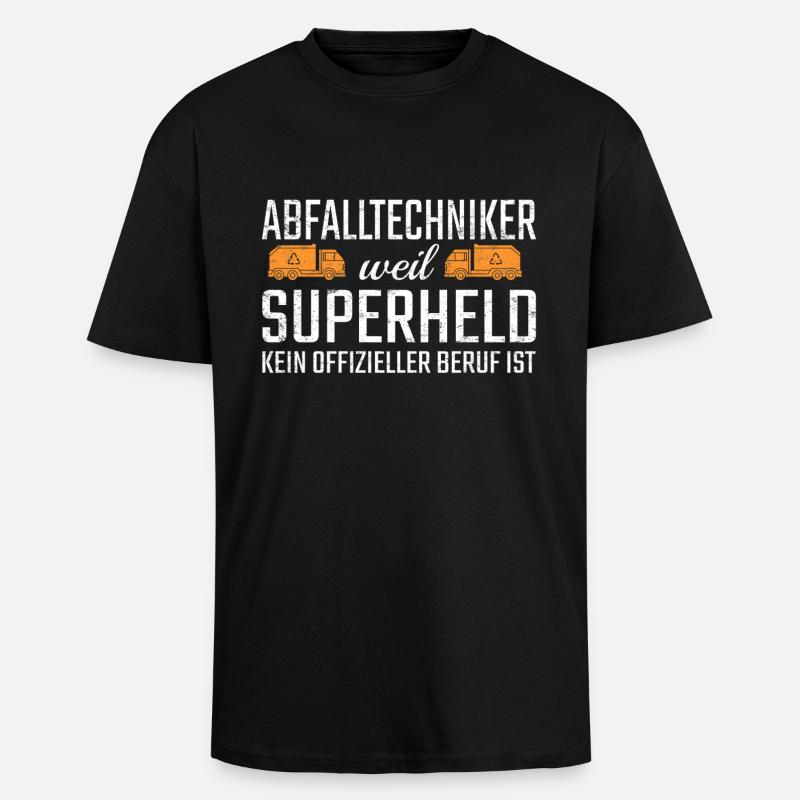 Abfalltechniker Superheld - Oversized Heavyweight Unisex T-Shirt - Schwarz