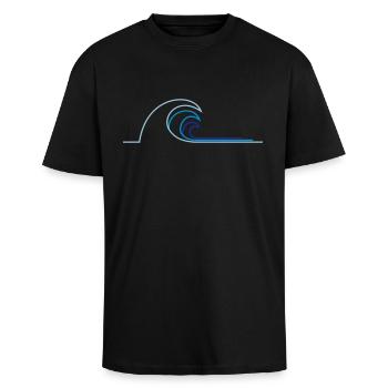 Welle - Oversized Heavyweight Unisex T-Shirt - Schwarz - Vorne - Alina (178cm) & Michal (187cm)
