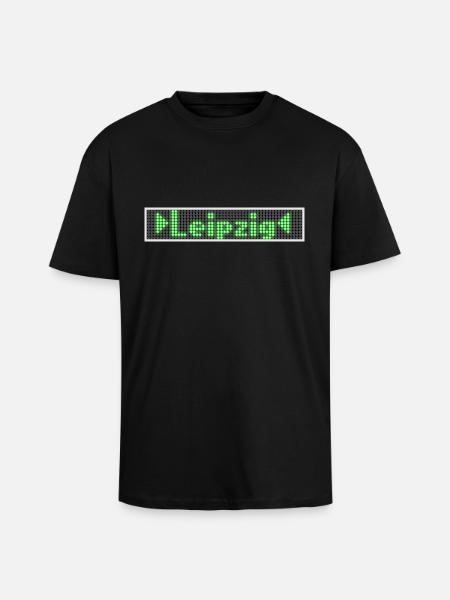 Leipzig LED Display Vert - T-shirt unisexe oversize épais - noir