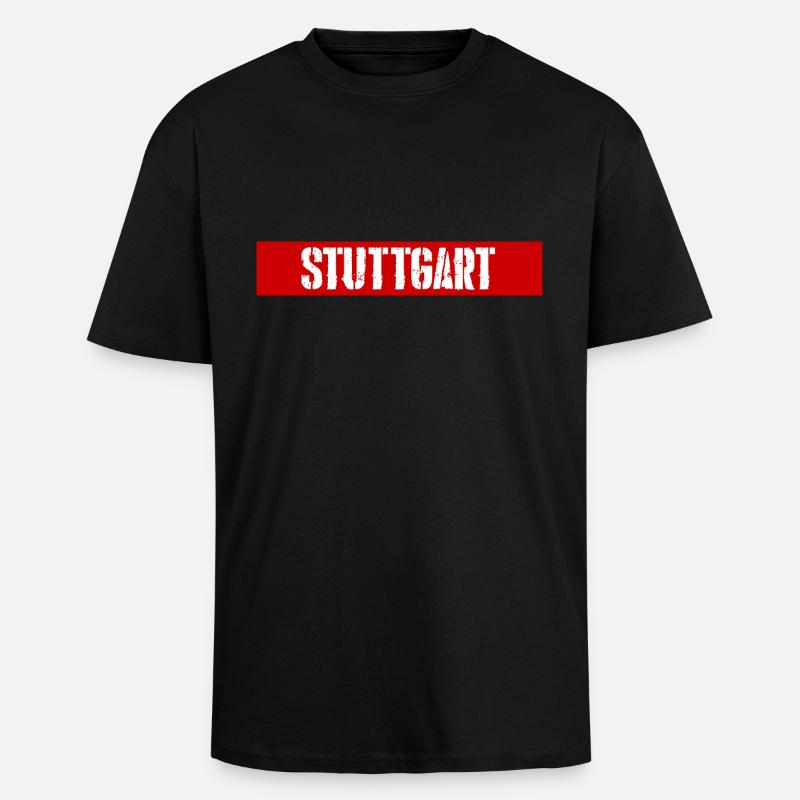 Stuttgart redstripe - Oversized Heavyweight Unisex T-Shirt - Schwarz