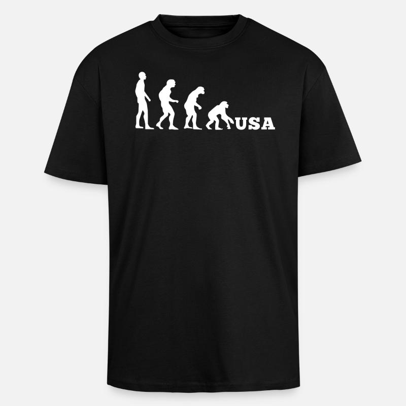 États-Unis Evolution à l’envers - T-shirt unisexe oversize épais - noir
