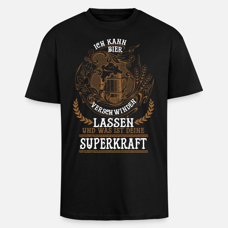 Bier - Oversized Heavyweight Unisex T-Shirt - Schwarz