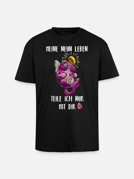 Katzenleben - Oversized Heavyweight Unisex T-Shirt - Schwarz
