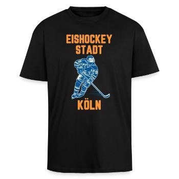 Eishockey Stadt Köln - Oversized Heavyweight Unisex T-Shirt - Schwarz - Vorne - Alina (178cm) & Michal (187cm)