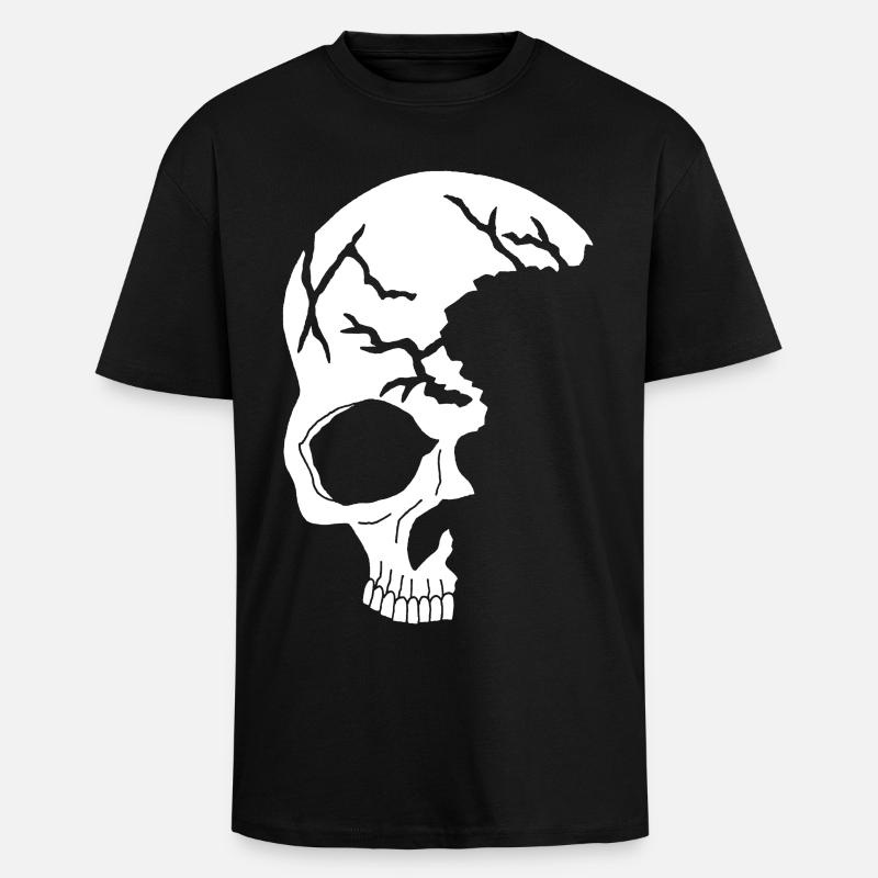 weißer Halbschädel - Oversized Heavyweight Unisex T-Shirt - Schwarz