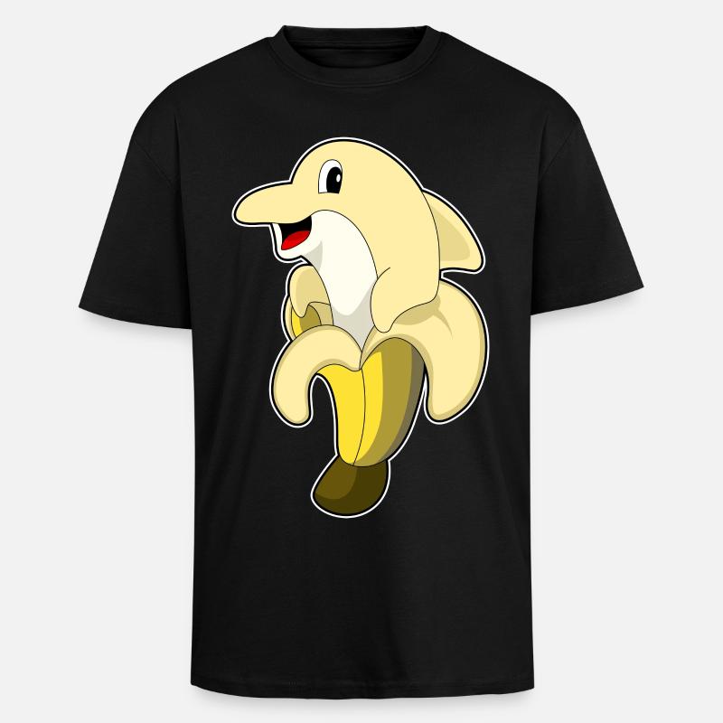 Dolphin Banane - T-shirt unisexe oversize épais - noir